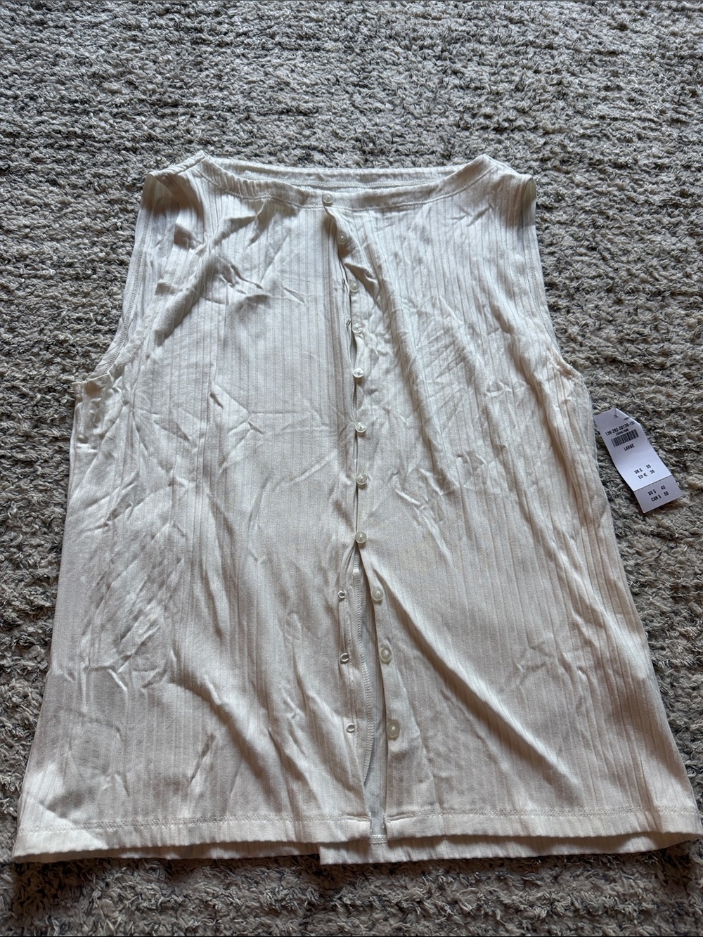 Abercrombie & Fitch Cream Ribbed Button-Back Tank